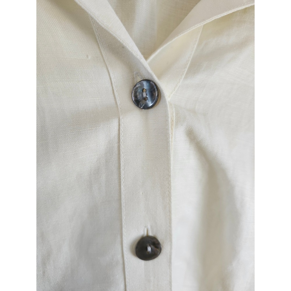 East 5th Ivory Linen Blend Button Front Blouse Large Coastal Grandmother - Picture 5 of 8